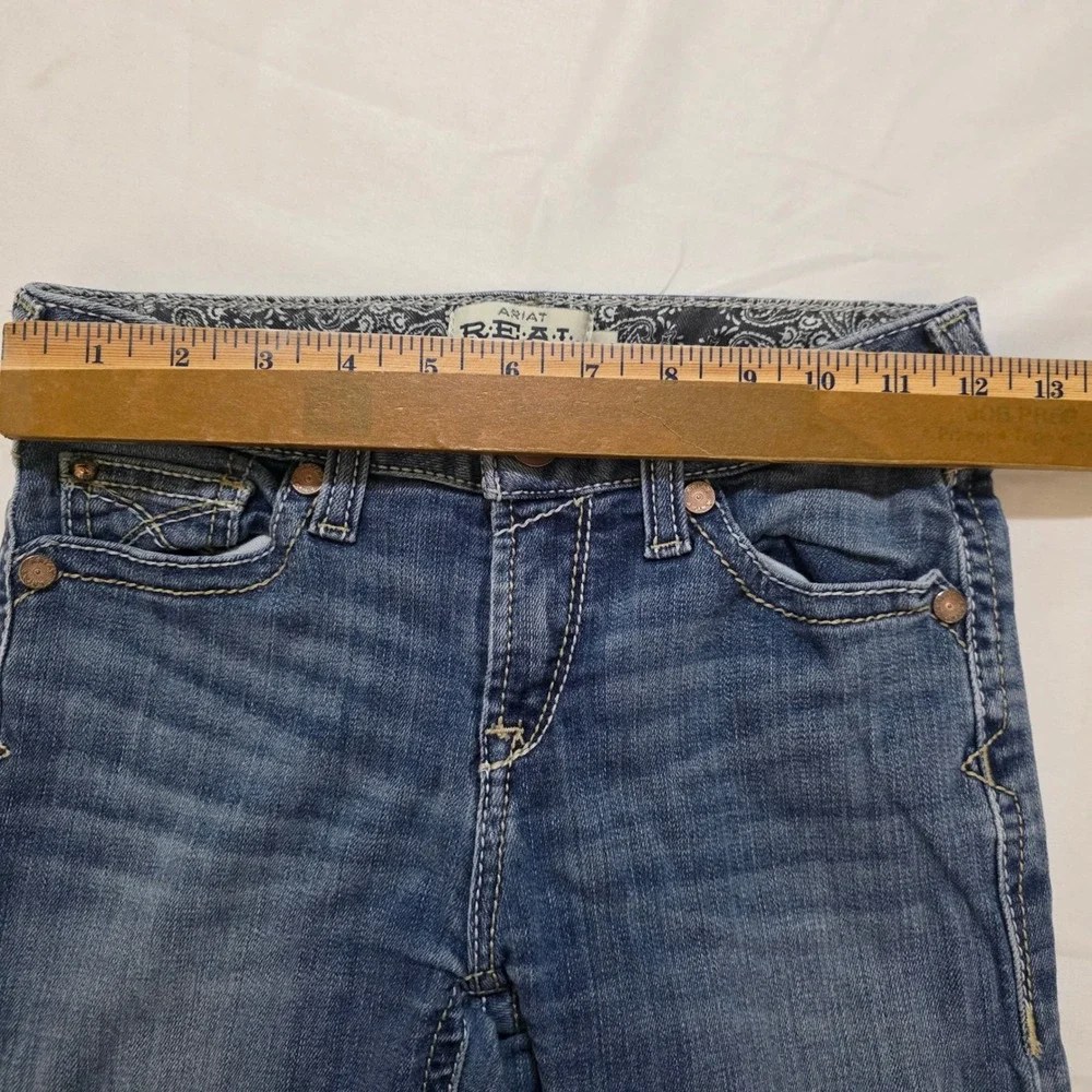 Ariat REAL Denim Jeans Women 12 Blue Bootcut Stretch Paisley Waistband